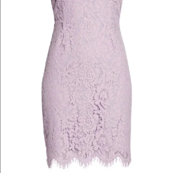 BB Dakota Cara High Neck Lace Cocktail Dress In Lavender - Picture 8 of 9